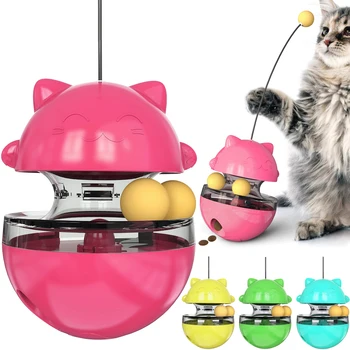 Engraçado Copo Bola Gato Brinquedos Auto Alimentadores de Alimento Seco Dispenser para Gatos de Estimação Auto-Reprodução Tratar Provocando Vazamento de Brinquedo do Gato Acessórios