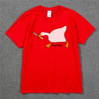 Engraçado dos desenhos animados de Pato Ganso Assassinato Camiseta Unisex Tendência de Homens e Mulheres Harajuku Impressão do Logotipo da Tshirt em Algodão Puro, T-shirt Tees