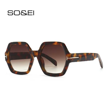 ENTÃO,&EI Moda Polígono Quadrado Mulheres de Óculos de sol Retro Marca de Designer de Chá de Geléia de Óculos Homens Gradiente de Óculos de Sol com Tons UV400