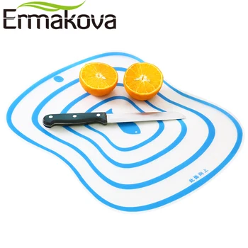 ERMAKOVA Conjunto de 4 de Plástico Flexível de talho Tapete Colorido de Cozinha, Placa de Corte não escorregadia Antimicrobiana com Alimentos Ícones