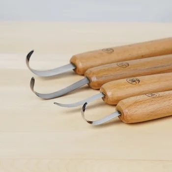 Escultura facas Artesanais escultura em madeira facas Colher de facas de Madeira com Alto teor de carbono do aço