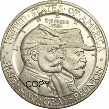 Estados unidos Batalha de Gettysburg Comemorativa de Meio Dólar De 1936 Latão Banhado a Prata réplica de moeda
