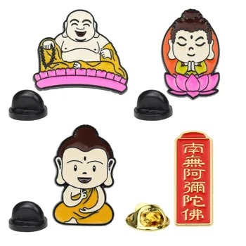 Estilo chinês criativo cartoon Milo buda Buda broche cênica dos turistas lembrança de vestuário, decoração de Buda crachá de liga leve