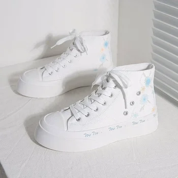 Estilo japonês Sapatos de Lona Mulher Moda de Impressão Vulcanizada Sapatos 2022 Estudantes de uso Diário Casual Todos-jogo Senhoras Calçado
