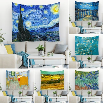 F&G Estrelas, Noite De Lua Van Gogh Pintura A Óleo Tapeçaria, Decoração Sala De Estar Tapeçaria Tapete De Yoga Tapete Decoração Home Da Parede De Arte