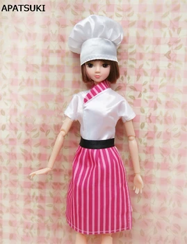 Feito à mão Bonecas Cosply Traje Chef Roupas Para a Boneca Barbie & Chapéu Para 1/6 BJD Bonecas Crianças Brinquedo