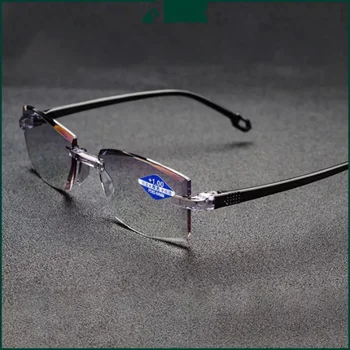 FG Homens e Mulheres sem aro Leitura Óculos Bifocais Distante e Perto de lupas Presbiopia +100-+400 очки для чтения