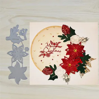 Flor vermelha de Metal de Corte Morre Estênceis para Scrapbooking Carimbo/Álbum de Fotos Decorativo em Relevo o Papel de DIY Cartões