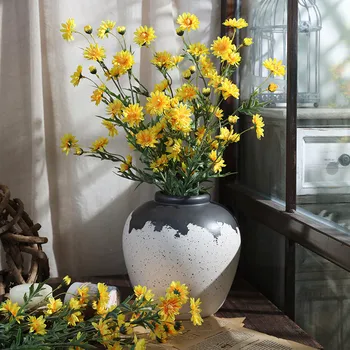Flores artificiais 18 cabeças de crisântemo buquê, decoração acessórios DIY tabela do casamento plantas de interior, o Dia dos Namorados