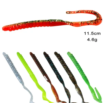 Forma de U Cauda Worms Iscas Soft Larvas Shad Empurrões Slug 115mm 4.6 g 10pcs Poleiro Pique o peixe-gato Maluco Texas Equipamento de Pesca Iscas Moles