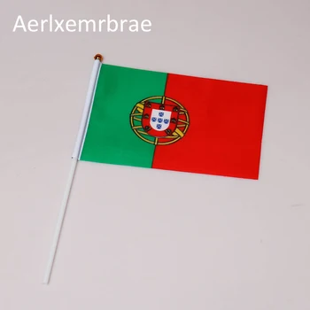 frete grátis 50pcs Portugal Mão da Bandeira Nacional de Portugal Mão Sinalizador 14*21cm de Poliéster Banner Personalizado Mão bandeira
