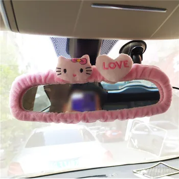 Gato adorável espelho retrovisor de carro tampa bonito criativo de caracteres coreanos espelho dos desenhos animados de marcha à ré decoração feminino