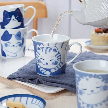 Gato bonito Canecas de 260 ml de Cerâmica de Leite em Caneca de Estilo Japonês de Café de aroma de Chá de Água, Copos Resistentes ao Calor Criativa de Presente para os Amigos