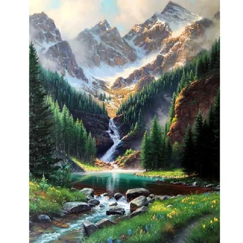 GATYZTORY 60x75cm Quadro de Diy Pintura Por Números Lago Árvore da Montanha de Desenho da Tela pintados à mão Paisagem de Parede Decoração Arte Presente