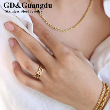 GD elegante de Aço Inoxidável, Anéis Clássico da Cor do Ouro do Casal Para Mulheres E Homens de Casamento Noivado Jóias