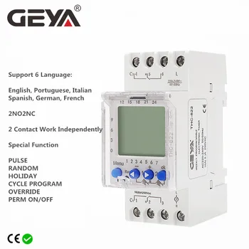 GEYA THC-822 Conversação Temporizador Programável 2Channel Troca de Contactos Digital Interruptor do Temporizador com Bateria 16A 220V 110V