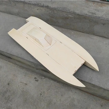 Grande Catamarã, Lancha de Madeira com Controle Remoto Modelo de Barco Manual Kit de Montagem Não terminou Brinquedo de Menino de Presente