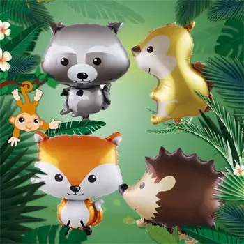 Grandes Animais Dos Desenhos Animados Ouriço Fox Raccoon Esquilo Balões Floresta Festa De Aniversário, Decoração De Chá De Bebê Selva Crianças Brinquedo De Suprimentos