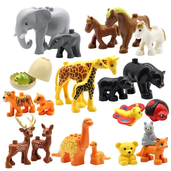 Grandes Blocos de Construção Animais Montar Acessórios Compatíveis com Tijolos Zoo Conjuntos de Dinossauro Criatividade DIY de Brinquedos para Crianças de Presente