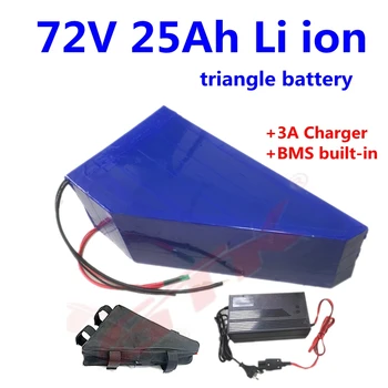 GTK triângulo bateria 72V 25Ah bateria de iões de Lítio com BMS para 4000w 5000w scooter ebike de bicicleta+3A Carregador