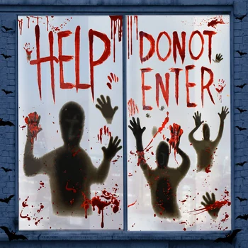 Halloween Horror da Janela da Porta de Adesivos de Sangue Handprint Adesivo de Parede de Andar Decalque Casa Assombrada Festa de Halloween Decoração para a Casa
