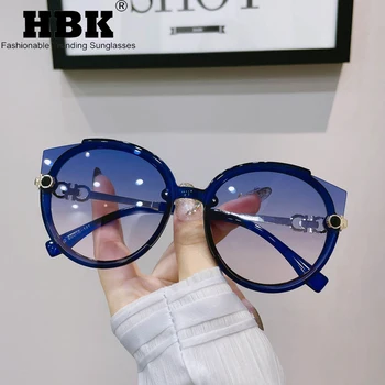HBK Rodada Óculos estilo Olho de Gato, Em 2022, as Mulheres de Luxo da Marca do Designer y2k Óculos de Sol dos Homens Vintage Eyelasses Tons Negros UV400 Feminino