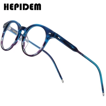 HEPIDEM Acetato de Óculos com Armação de Mulheres 2020 a Nova safra Rodada Óculos Homens Miopia Prescrição de Óculos Óculos 9127
