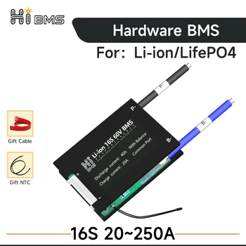HIBMS 16s 48v LifePO4 bms 16S 60V 18650 com NTC 30A 40A 60A 80A 100A 200A 250A para Victron de Armazenamento de Energia do Inversor