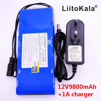 HK LiitoKala 12V 9800mAh 18650 DC 12V 12,6 V Recarregável Super Pack UE/EUA plug adaptador para o CCTV câmera de vídeo Portátil da Bateria
