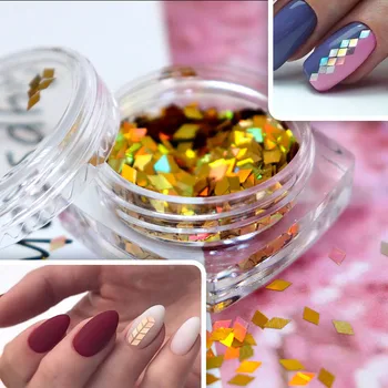 Holográfico AB Unhas de Glitter Flocos de Casca Brilhante Lantejoulas Irregular Paillette DIY Gel polonês Manicure Nail Art e Decorações