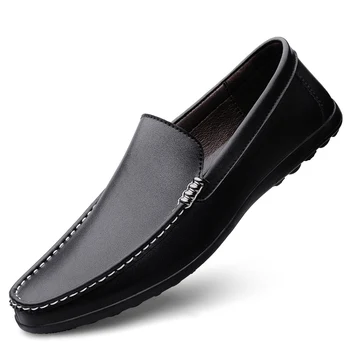 Homens de Primavera do Segundo Couro Nova Marca Negócios de Moda Casual Sapatos Masculinos Slip-on Sapatos Respirável, Confortável e Elegante Sapato de Lazer