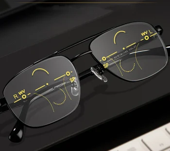 Homens Ultraleve Liga de Titânio de Dupla Ponte de Ver de Perto e de Longe Multifocal Progressiva Óculos de Leitura +0.75 +1 +1.5 +1.75 +2 A +4