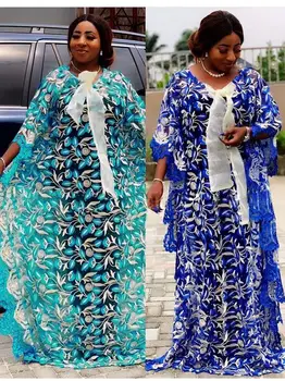 Houseofsd Nova Moda Africana Dashiki, Guipure Cabo De Vestidos De Renda Muçulmano Livre Tamanho Abaya Solta Vestidos Longos Com Interior De Duas Peças