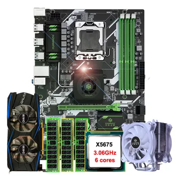 HUANANZHI Deluxe placa-Mãe X58 Combinação de Computador de Compilação de DIY Xeon E5 X5675 Cooler (3*8G 24 G de RAM REG ECC Placa de Vídeo GTX960 4G