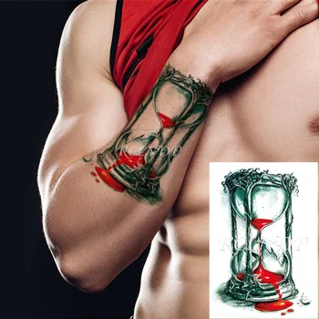 Impermeável da Etiqueta Temporária Tatuagem Ampulheta Sangramento Líquido Vermelho Árvore de Padrões de Falso Flash do Tattoo Tatuagem para a Menina Mulheres Homens