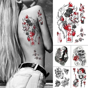 Impermeável Tatuagem Temporária Adesivos Fox Dragão Wolf Da Monster Velha Escola Lotus Peônia Flash Tatto Mulheres Homens Fake Tattoos Da Arte Do Corpo