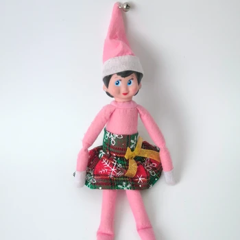 Impressão De Natal Saia Para As Meninas Elf Boneca De Natal Brinquedos De Acessórios Santa Costura De Roupas(Sem Boneca)