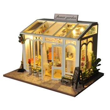 Inacabado 3D DIY em Miniatura Casa de bonecas Kit de Flor de Jardim de Crianças de Artesanato DIY Brinquedos de Natal, Presente de Aniversário