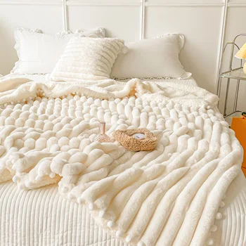 Inverno da luz de luxo single e duplo cobertor dormitório quarto engrossado além de veludo, cobertor quente nap cobertor