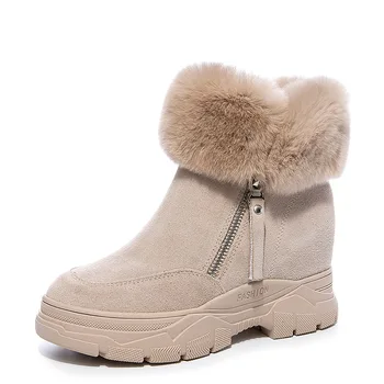 Inverno de Peles de Neve de Sapatos de Mulheres de Couro Genuíno Tornozelo Botas para Mulheres de pele de Vaca Couro 2022 Novo Femake Ankle Boots para o Inverno