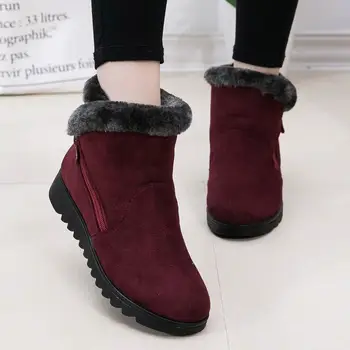 Inverno tornozelo botas de mulheres sapatos de 2022, a nova moda antiderrapante quente luxuoso zíper Casuais sapatos de mulher de botas de neve para Dropshipping
