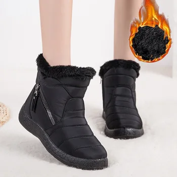 Inverno tornozelo botas de mulheres sapatos de 2022 novo impresso impermeável quente de pelúcia dentro do zíper de senhoras sapatos de mulher botas de neve Botas Mujer