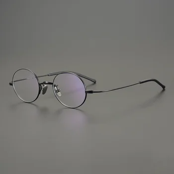 Japonês Oval Mão-Feito de Titânio Quadro de Homens, Óculos De Mulheres Pequenas Óculos de Miopia de Óculos de Ultraleve Gafas Óculos oculos