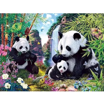 JIEME DIY Diamante Pintura Panda Cheio de Broca de Diamante Bordado Animal Mosaico Decoração da Casa Nova da Chegada de Presente