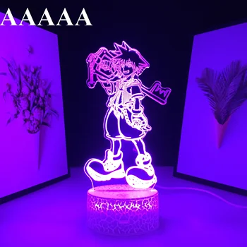 Keyblade de Sora Crianças Decoração do Quarto do Nightlight Filho de Cabeceira, Luz da Noite do DIODO emissor de Cores Mudando Sora Lâmpada de Kingdom Hearts Jogo Figura