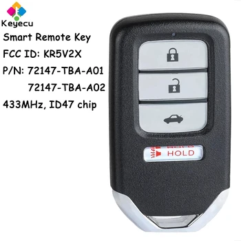 KEYECU Controle Remoto Inteligente Chave do Carro Com 4 Botões de 433MHz ID47 Chip para Honda Civic 2016 2017 2018 2019 2020 Fob FCC ID:KR5V2X