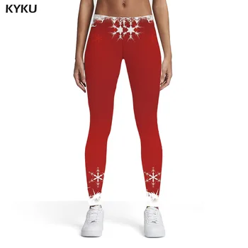 KYKU Natal Leggings Mulheres de Ano Novo de Impressão 3d Hip Hop do Esporte Partido Impresso calças Womens Leggings Calças Jeggings Musculação