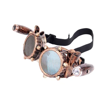LELINTA Azul Lentes de Óculos Steampunk Óculos com Duas Lentes a Rave, Festa Festa Óculos de Cosplay Punk Vintage de Vidro Óculos