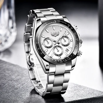 LIGE Negócios Mens Relógios as melhores marcas de relógios de Luxo, Para Homens de Aço Inoxidável à prova d'água Quartzo relógio de Pulso Masculino Relógio Reloj Hombre