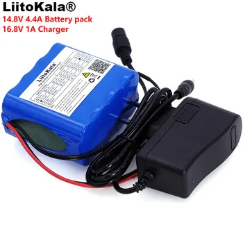 LiitoKala 14.8 V 4.4 Ah 18650 li-iom bateria noite de pesca lâmpada aquecedor mineiro lâmpada amplificador de bateria com BMS+16.8 V Carregador